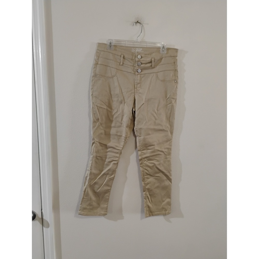 No Boundaries Womens Mid Rise Skinny Khaki Pants Tan Triple Button Size 15